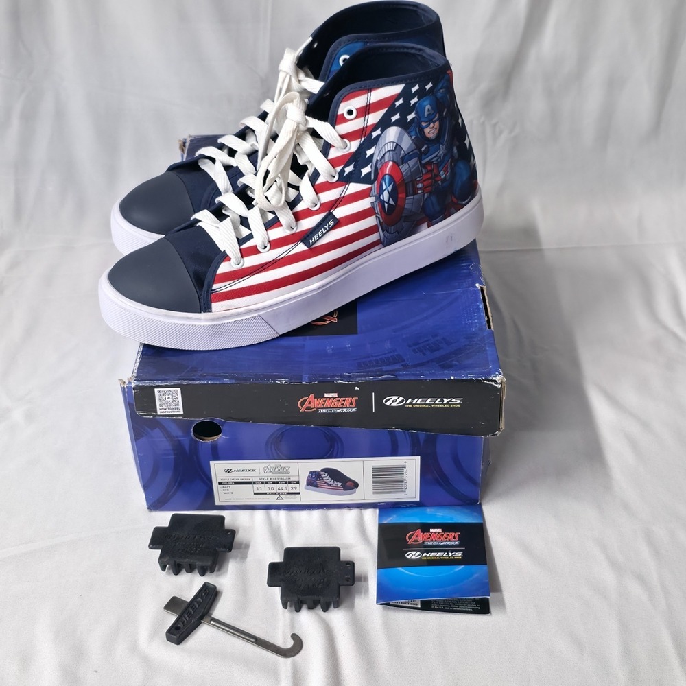 Marvel Avengers Mech Strike Mens Hustle Captain America Heelys Size 11 HES10448M